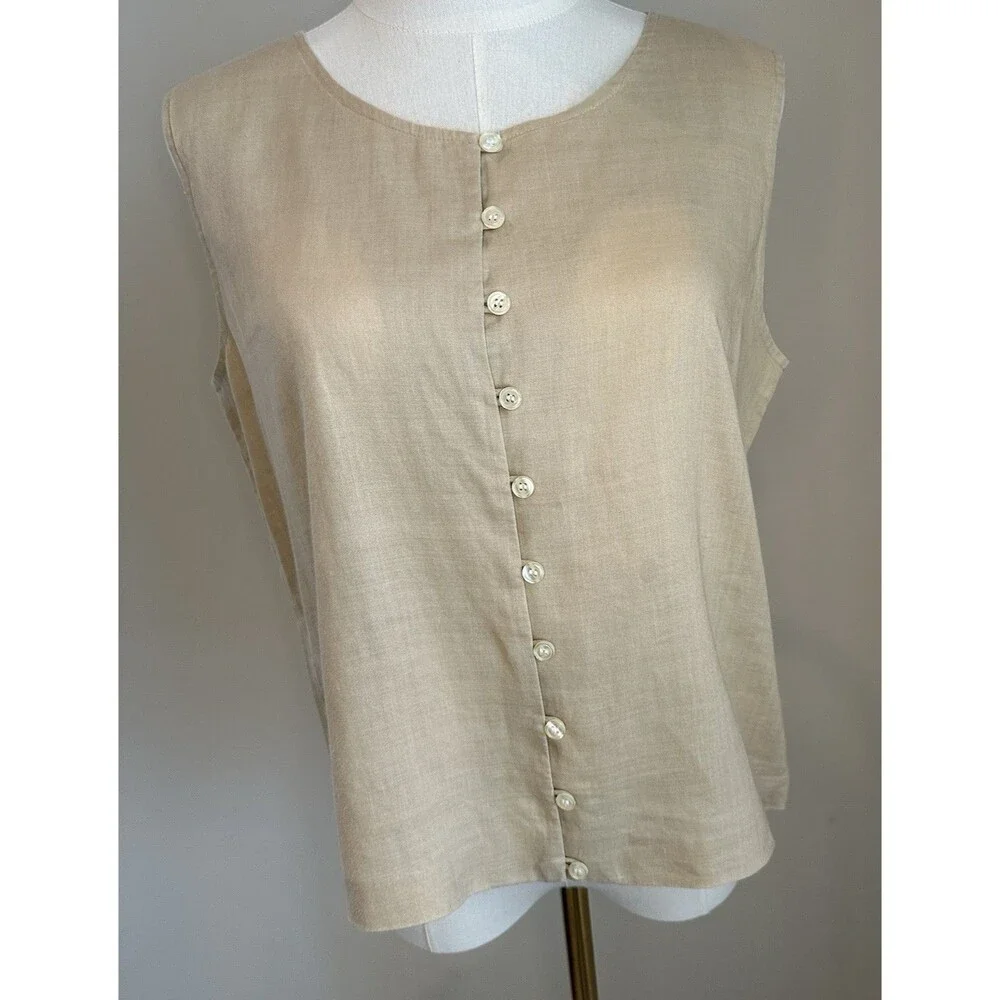 TOTO n KO for Bloomingdale’s Linen 2Pc Set Jacket & Top S/M Neutral Minimalist - Picture 3 of 16
